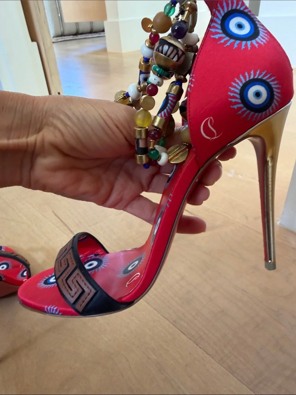 Christian Louboutin Red Satin Limited Edition Konstantinella Heels 38